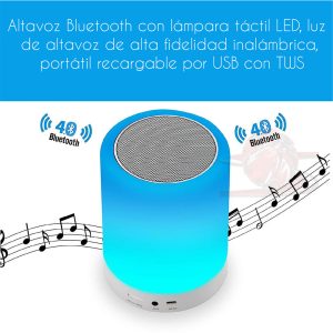 Lampara Bocina Bluetooth Touch Led Recargable de Colores - 1992