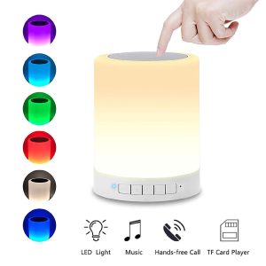 Lampara Bocina Bluetooth Touch Led Recargable de Colores - 1992